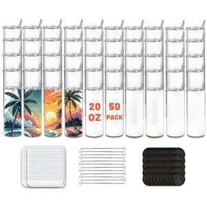 Kocdam 20oz Sublimation Tumblers with Lids and Straws