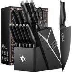 15-Piece Kitchen Knife Set with Block and Sharpener