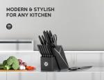 15-Piece Kitchen Knife Set with Block and Sharpener