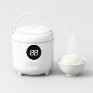Compact Rice Cooker with Timer for 1-2 Servings