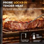Black Electric Smoker with Built-in Meat Probe