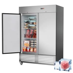 54" Stainless Steel 2-Door Upright Freezer