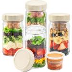 4-Pack Glass Salad Jars with Lids, Leakproof