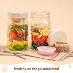 4-Pack Glass Salad Jars with Lids, Leakproof