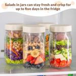 4-Pack Glass Salad Jars with Lids, Leakproof