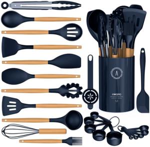 Navy Blue Silicone Cooking Utensils Set
