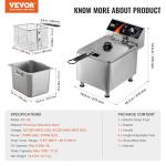 VEVOR 12Qt Electric Countertop Deep Fryer