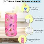 4 Pack 16 Oz Snow Globe Tumblers with Lids