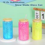 4 Pack 16 Oz Snow Globe Tumblers with Lids