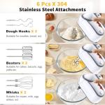Cordless 12-Speed Electric Hand Mixer with Attachments