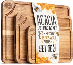 Beeswax Acacia Wood Cutting Board Set of 3