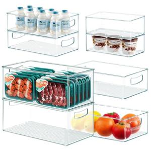 8-Pack Clear Stackable Freezer Organizer Bins