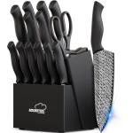 Amorston 15-Piece Kitchen Knife Set with Sharpener