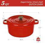 Overmont 5QT Enameled Cast Iron Dutch Oven