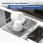 Silicone Dish Drying Mat with Drain Lip, Grey