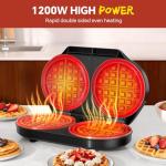 Dual Belgian Waffle Maker with Nonstick Plates