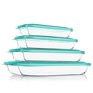 KOMUEE 8-Piece Glass Baking Dish Set with Lids