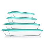 KOMUEE 8-Piece Glass Baking Dish Set with Lids