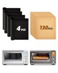 130 Pcs Paper Liners & 4 Reusable Teflon Mats