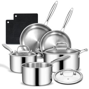AIVIKI 10-Piece Stainless Steel Cookware Set