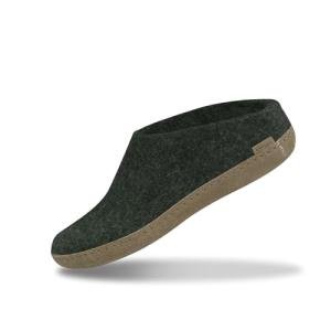 Glerups Wool Slip-On Slippers with Leather Sole