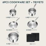 AIVIKI 10-Piece Stainless Steel Cookware Set