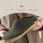 Glerups Wool Slip-On Slippers with Leather Sole