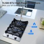 Eascookchef 2-Burner Gas Cooktop with Glass Top