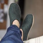 Glerups Wool Slip-On Slippers with Leather Sole