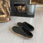 Glerups Wool Slip-On Slippers with Leather Sole