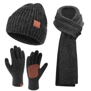Winter Beanie, Scarf, and Touchscreen Gloves Set