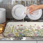 Floral Dish Drying Mat for Kitchen Countertops