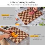 Checkered Wood and Acrylic Cutting Board Set