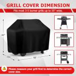 55-Inch Waterproof BBQ Grill Cover - Black