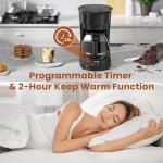 5-Cup Portable Drip Coffee Maker with Timer