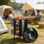 16.5-Inch Vertical Charcoal Smoker & BBQ Grill