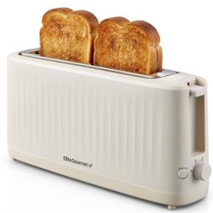 Elite Gourmet 2-Slice Long Slot Toaster, Cremello