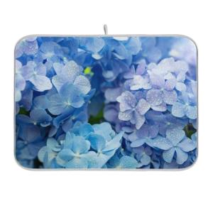 Tarity Blue Hydrangeas Absorbent Dish Drying Mat