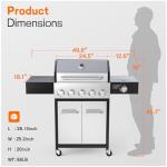 Veralune 5-Burner Propane Gas Grill with Side Burner
