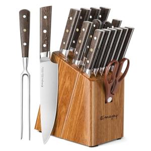 Emojoy 16-Piece Kitchen Knife Set with Block