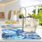 Tarity Blue Hydrangeas Absorbent Dish Drying Mat