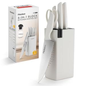 FIKSHOT 6-Piece Kitchen Knife Block Set