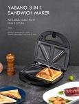 Yabano 3-in-1 Sandwich Maker and Waffle Grill