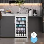 Erivess 126-Can Compact Beverage Refrigerator with Glass Door