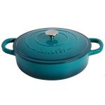 Teal Ombre Cast Iron Braiser with Lid, 5 Quart