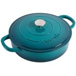 Teal Ombre Cast Iron Braiser with Lid, 5 Quart