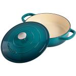 Teal Ombre Cast Iron Braiser with Lid, 5 Quart