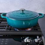 Teal Ombre Cast Iron Braiser with Lid, 5 Quart