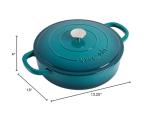 Teal Ombre Cast Iron Braiser with Lid, 5 Quart