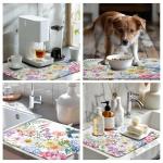 Floral Butterfly Dish Drying Mat for Kitchen